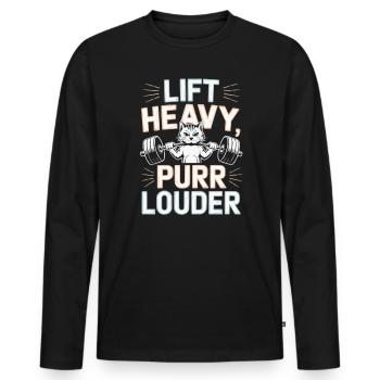 Bodybuilding Katze Fitness Workout Fitnessstudio Trainer - Männer Premium Bio Langarmshirt - Schwarz - Vorne - Nico (187cm)