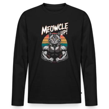 Bodybuilding Cat Fitness Workout Gym Instructor - Men's Premium Organic Long Sleeve Shirt - black - Front - Nico (187cm)