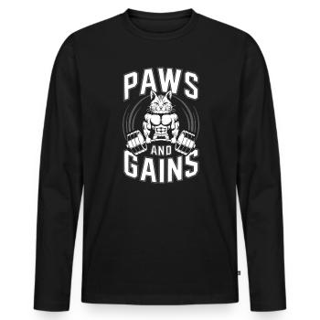 Bodybuilding Cat Fitness Workout Gym Instructor - Men's Premium Organic Long Sleeve Shirt - black - Front - Nico (187cm)