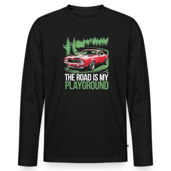 Muscle Car Carguy Vintage Car Collector Automobile - Men's Premium Organic Long Sleeve Shirt - black - Front - Nico (187cm)
