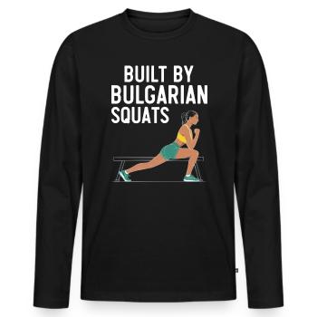 Bulgarian Squat Exercise Fitness Workout Gym - Men's Premium Organic Long Sleeve Shirt - black - Front - Nico (187cm)