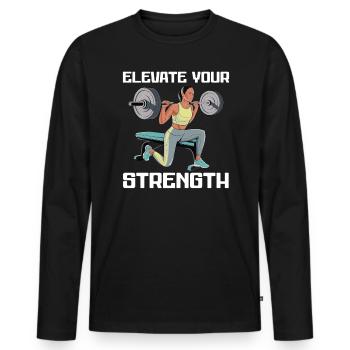 Bulgarian Squat Exercise Fitness Workout Gym - Men's Premium Organic Long Sleeve Shirt - black - Front - Nico (187cm)