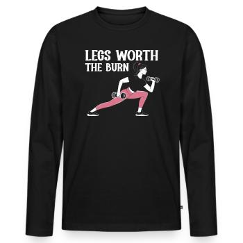 Bulgarische Kniebeuge Übung Fitness Workout Fitnessstudio - Männer Premium Bio Langarmshirt - Schwarz - Vorne - Nico (187cm)