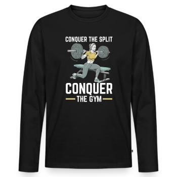 Bulgare Squat Exercice Fitness Entraînement Gym - T-shirt manches longues Premium bio Homme - noir - Devant - Nico (187cm)