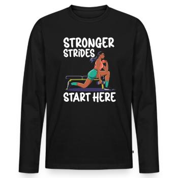 Bulgarische Kniebeuge Übung Fitness Workout Fitnessstudio - Männer Premium Bio Langarmshirt - Schwarz - Vorne - Nico (187cm)