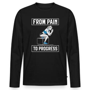 Bulgarische Kniebeuge Übung Fitness Workout Fitnessstudio - Männer Premium Bio Langarmshirt - Schwarz - Vorne - Nico (187cm)