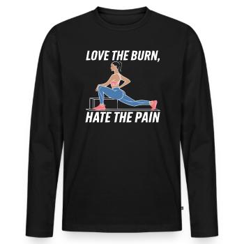 Bulgarische Kniebeuge Übung Fitness Workout Fitnessstudio - Männer Premium Bio Langarmshirt - Schwarz - Vorne - Nico (187cm)