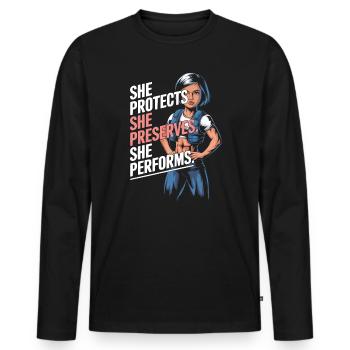 Entraîneur sportif certifié Fille Athlète Entraînement - T-shirt manches longues Premium bio Homme - noir - Devant - Nico (187cm)