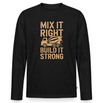 Concrete Mixer Truck Driver Truck Driving - Men's Premium Organic Long Sleeve Shirt - black - Front - Nico (187cm)