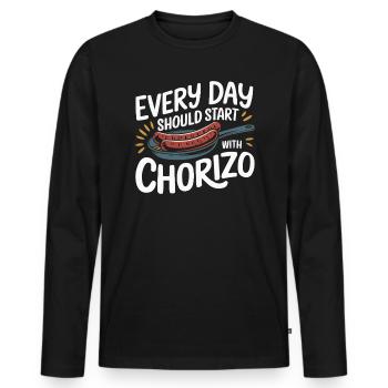 Chorizo Mexican Food Mexico Cuisine Foodie Sausage - Men's Premium Organic Long Sleeve Shirt - black - Front - Nico (187cm)