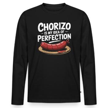 Chorizo Mexican Food Mexico Cuisine Foodie Sausage - Men's Premium Organic Long Sleeve Shirt - black - Front - Nico (187cm)
