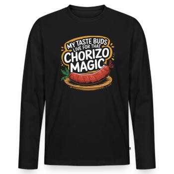 Chorizo Mexican Food Mexico Cuisine Foodie Sausage - Men's Premium Organic Long Sleeve Shirt - black - Front - Nico (187cm)