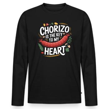 Chorizo Mexican Food Mexico Cuisine Foodie Sausage - Men's Premium Organic Long Sleeve Shirt - black - Front - Nico (187cm)