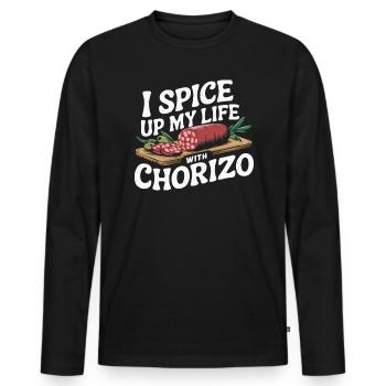Chorizo Mexican Food Mexico Cuisine Foodie Sausage - Men's Premium Organic Long Sleeve Shirt - black - Front - Nico (187cm)