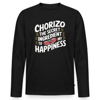 Chorizo Mexican Food Mexico Cuisine Foodie Sausage - Men's Premium Organic Long Sleeve Shirt - black - Front - Nico (187cm)