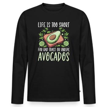 Toast à l’avocat Amateur de nourriture végétarienne Guacamole - T-shirt manches longues Premium bio Homme - noir - Devant - Nico (187cm)