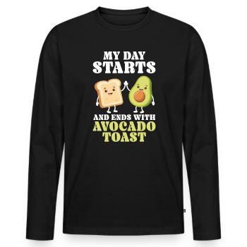 Avocado Toast Lover Vegetarian Food Guacamole - Men's Premium Organic Long Sleeve Shirt - black - Front - Nico (187cm)