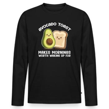 Avocado Toast Lover Vegetarian Food Guacamole - Men's Premium Organic Long Sleeve Shirt - black - Front - Nico (187cm)