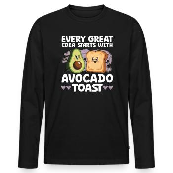 Avocado Toast Lover Vegetarian Food Guacamole - Men's Premium Organic Long Sleeve Shirt - black - Front - Nico (187cm)