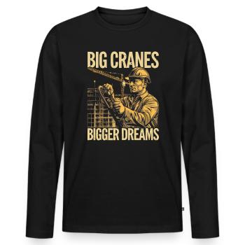 Crane Operator Job Profession Construction Worker - Men's Premium Organic Long Sleeve Shirt - black - Front - Nico (187cm)