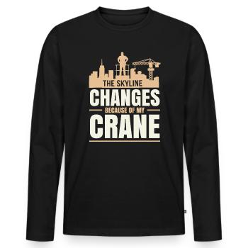 Crane Operator Job Profession Construction Worker - Men's Premium Organic Long Sleeve Shirt - black - Front - Nico (187cm)