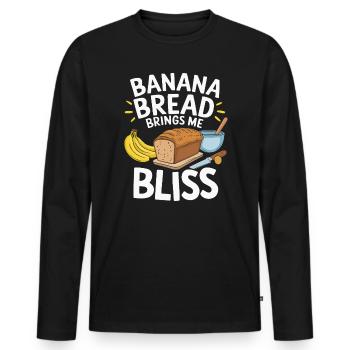 Banana Bread Eater Food Lover Breakfast Foodie - Men's Premium Organic Long Sleeve Shirt - black - Front - Nico (187cm)