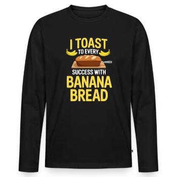 Banana Bread Eater Food Lover Breakfast Foodie - Men's Premium Organic Long Sleeve Shirt - black - Front - Nico (187cm)