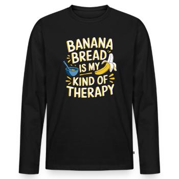 Banana Bread Eater Food Lover Breakfast Foodie - Men's Premium Organic Long Sleeve Shirt - black - Front - Nico (187cm)