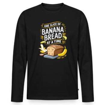 Banana Bread Eater Food Lover Breakfast Foodie - Men's Premium Organic Long Sleeve Shirt - black - Front - Nico (187cm)