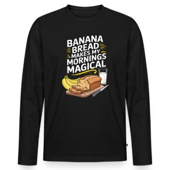 Banana Bread Eater Food Lover Breakfast Foodie - Men's Premium Organic Long Sleeve Shirt - black - Front - Nico (187cm)