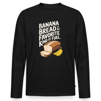 Banana Bread Eater Food Lover Breakfast Foodie - Men's Premium Organic Long Sleeve Shirt - black - Front - Nico (187cm)