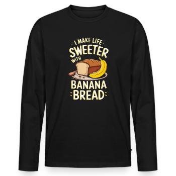 Banana Bread Eater Food Lover Breakfast Foodie - Men's Premium Organic Long Sleeve Shirt - black - Front - Nico (187cm)