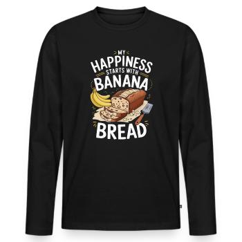 Banana Bread Eater Food Lover Breakfast Foodie - Men's Premium Organic Long Sleeve Shirt - black - Front - Nico (187cm)