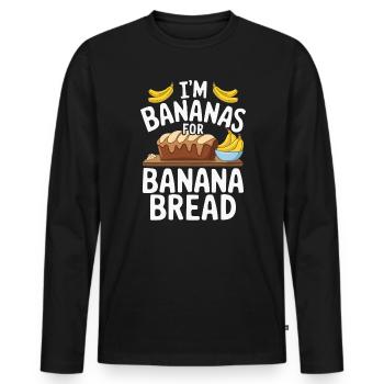 Banana Bread Eater Food Lover Breakfast Foodie - Men's Premium Organic Long Sleeve Shirt - black - Front - Nico (187cm)