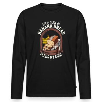 Banana Bread Eater Food Lover Breakfast Foodie - Men's Premium Organic Long Sleeve Shirt - black - Front - Nico (187cm)