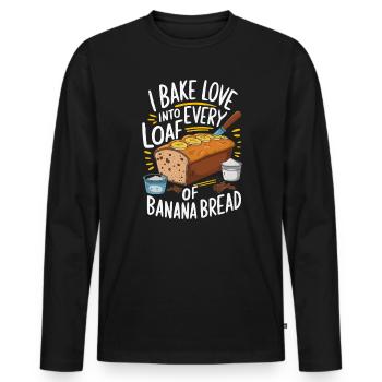 Banana Bread Eater Food Lover Breakfast Foodie - Men's Premium Organic Long Sleeve Shirt - black - Front - Nico (187cm)