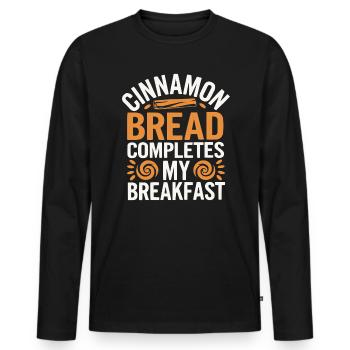 Zimt Brot Essen Liebhaber Zimt Rolle Feinschmecker - Männer Premium Bio Langarmshirt - Schwarz - Vorne - Nico (187cm)