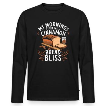 Zimt Brot Essen Liebhaber Zimt Rolle Feinschmecker - Männer Premium Bio Langarmshirt - Schwarz - Vorne - Nico (187cm)