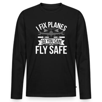 Aircraft Technician Avionics Maintenance Airport - Men's Premium Organic Long Sleeve Shirt - black - Front - Nico (187cm)