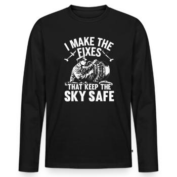 Aircraft Technician Avionics Maintenance Airport - Men's Premium Organic Long Sleeve Shirt - black - Front - Nico (187cm)