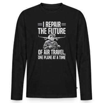 Aircraft Technician Avionics Maintenance Airport - Men's Premium Organic Long Sleeve Shirt - black - Front - Nico (187cm)