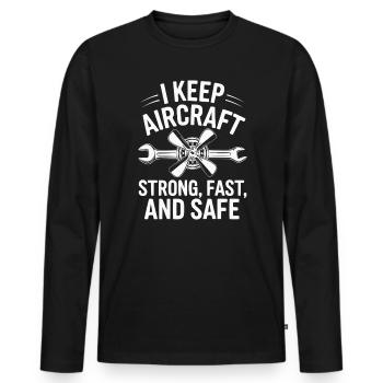 Aircraft Technician Avionics Maintenance Airport - Men's Premium Organic Long Sleeve Shirt - black - Front - Nico (187cm)
