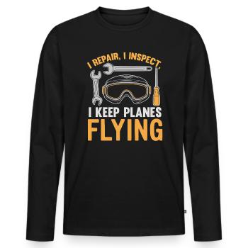 Aircraft Technician Avionics Maintenance Airport - Men's Premium Organic Long Sleeve Shirt - black - Front - Nico (187cm)