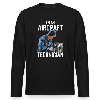 Aircraft Technician Avionics Maintenance Airport - Men's Premium Organic Long Sleeve Shirt - black - Front - Nico (187cm)