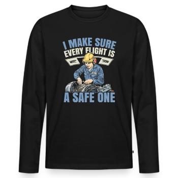 Aircraft Technician Avionics Maintenance Airport - Men's Premium Organic Long Sleeve Shirt - black - Front - Nico (187cm)