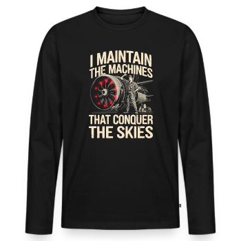 Flugzeugtechniker Avionik Wartung Flughafen - Männer Premium Bio Langarmshirt - Schwarz - Vorne - Nico (187cm)