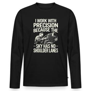 Aircraft Technician Avionics Maintenance Airport - Men's Premium Organic Long Sleeve Shirt - black - Front - Nico (187cm)
