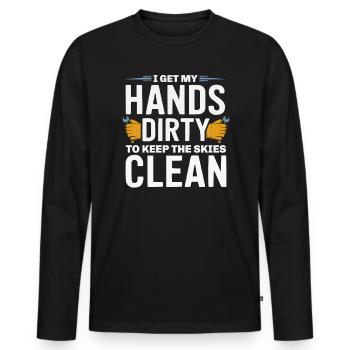 Aircraft Technician Avionics Maintenance Airport - Men's Premium Organic Long Sleeve Shirt - black - Front - Nico (187cm)