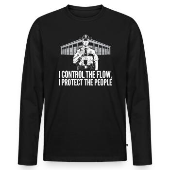 Emplois d’agent des douanes et de la protection des frontières dans les aéroports - T-shirt manches longues Premium bio Homme - noir - Devant - Nico (187cm)