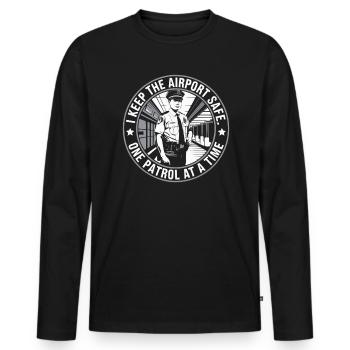 Airport Police Officer Aviation Careers Job - Men's Premium Organic Long Sleeve Shirt - black - Front - Nico (187cm)
